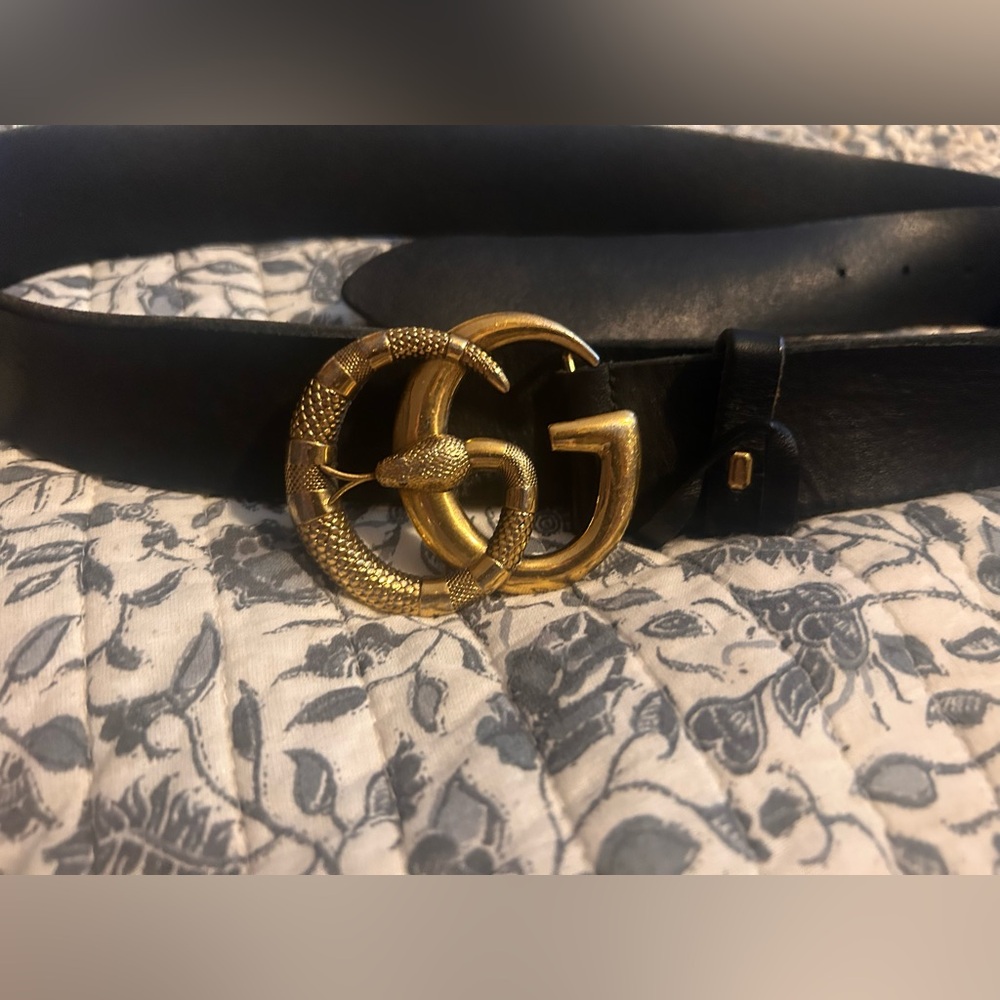 Gucci Black Belt with Gold Buckle